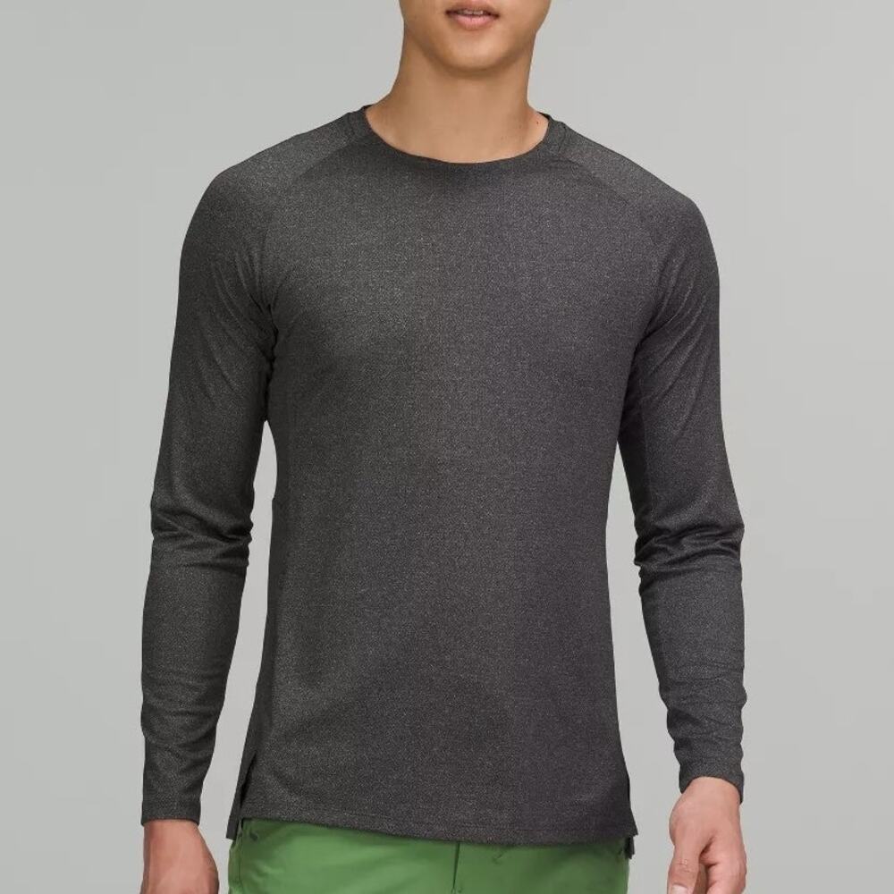 Lululemon Mens Textured Training Long Sleeve Shirt Size L Gray Gym Run Fitness